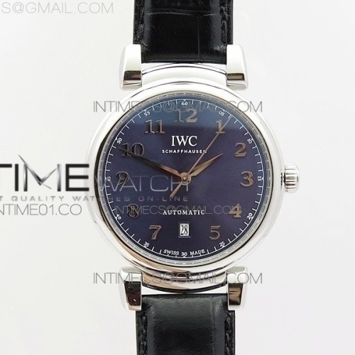 TW IWC 다 빈치 IW356601 스틸 블루선레이다이얼 DA VINCI IW356601 SS BLUE DIAL SS A2892 ON BLACK LEATHER STRAP