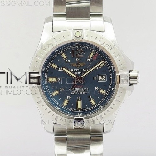 GF 브라이틀링 콜트 스틸 블루다이얼 브레이슬릿CLOT CHRONOMETER SS BLUE STICKS MARKER DIAL ON SS BRACELET A2824