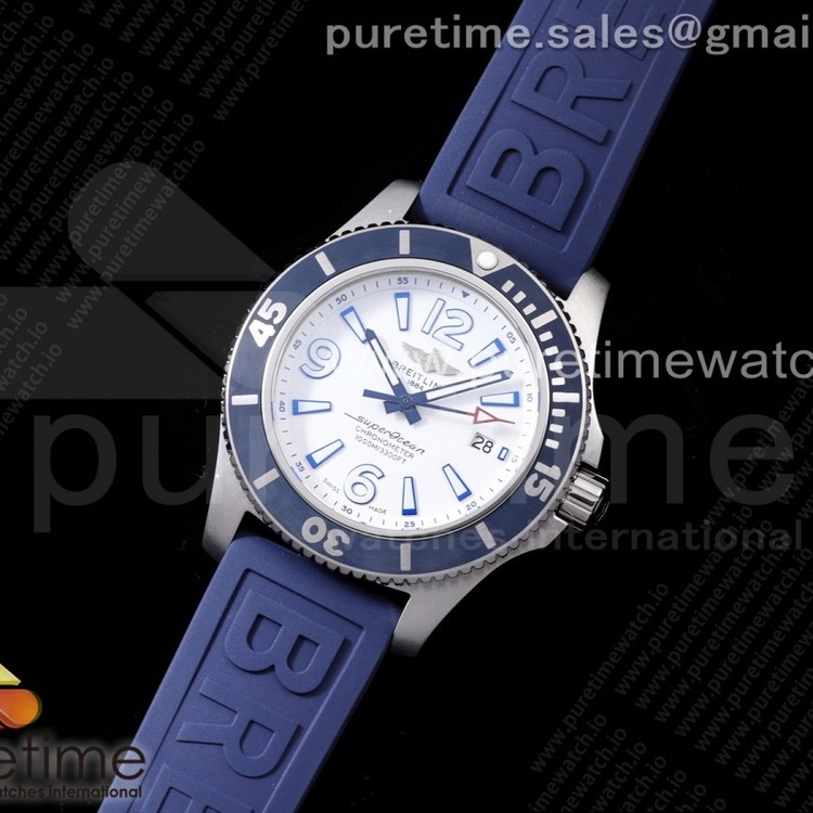 TF공장 브라이틀링 슈퍼오션 화이트다이얼 러버스트랩 Superocean Automatic 44 White Dial Blue Bezel on Blue Rubber Strap A2824