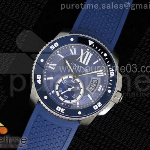 TF공장 까르띠에 칼리브 드 까르띠에 스틸 블루다이얼 블루 러버 Cartier Calibre de Cartier SS/Blue Dial