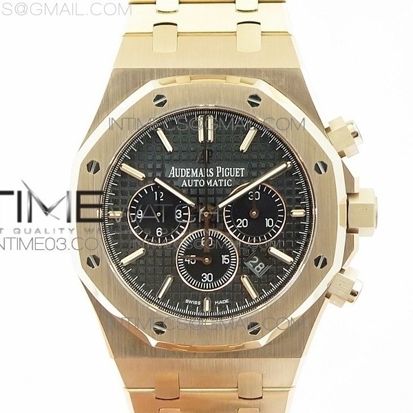 om공장 오데마피게 로얄오크 크로노 로즈골드금장 블랙다이얼 브레이슬릿 ROYAL OAK CHRONO 26320ST RG BLACK DIAL ON SS BRACELET A7750