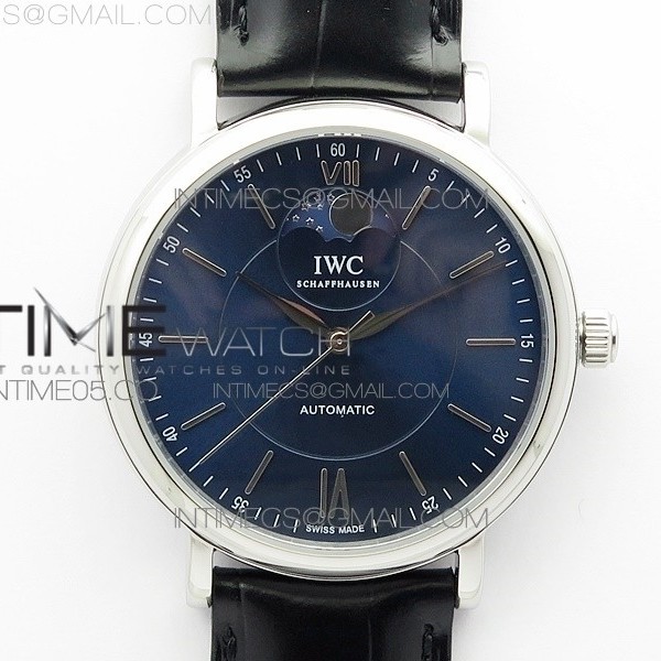 AI공장 포르토피노 블루다이얼 가죽스트랩 PORTOFINO IW45900 MOON SS BLUE DIAL ON BLACK LEATHER STRAP MIYOTA 821A