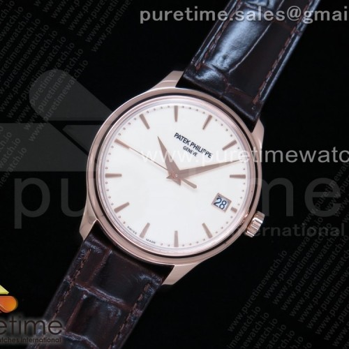 ZF공장 파텍필립 칼라트라바 로즈골드 금통 아이보리다이얼 가죽스트랩 Calatrava 5227R RG White Dial on Brown Leather Strap A324CS