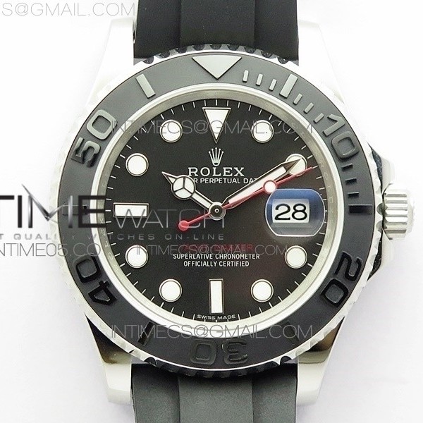 AR공장 요트마스터 40MM 블랙다이얼 러버 Yacht-Master 116655 ARF SS Custom Made Black Ceramic Bezel on Oysterflex Rubber Strap A2824