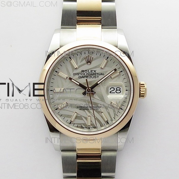 BP공장 롤렉스 데이저스트 36 로즈골드콤비 돔베젤 실버팜다이얼 오이스터브레이슬릿 DateJust 36 SS/RG 126201 BP 1:1 Best Edition Silver/Gray Dial on Oyster Bracelet