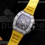 KV공장 V3 RM011 크리스탈다이얼 러버 RM011 SS Chrono KVF 1:1 Best Edition Crystal Dial Black on Yellow Rubber Strap A7750 V3