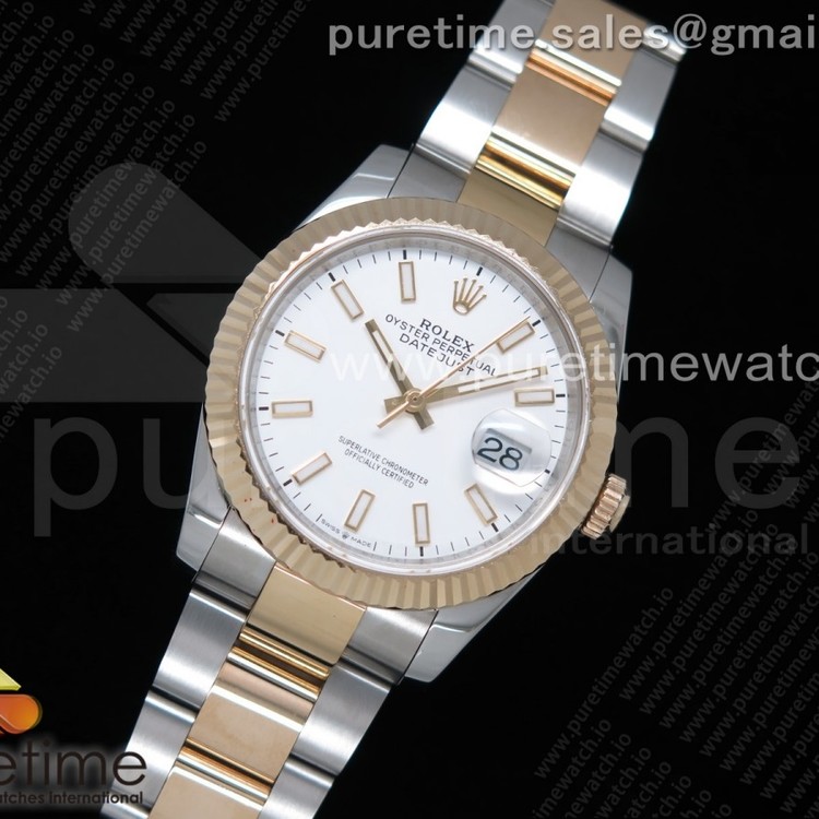 GM공장 롤렉스 데이저스트 36 옐로우골드콤비 포금 화이트다이얼 브레이슬릿 DateJust 36 SS/YG Wrapped 116233 White Dial Stick Markers on SS/YG Wrapped Oyster Bracelet A2836