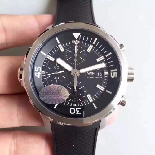 V6공장 IWC 아쿠아타이머 크로노그래프 블랙다이얼 러버스트랩