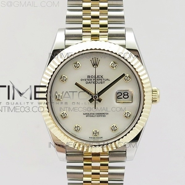 BP공장 롤렉스 데이저스트 41 콤비 화이트 자개 텐포인트다이얼 14K포금브레이슬릿 DATEJUST II 41MM 14K YG WRAPPED WHITE MOP DIAL ON NEW VERSION JUBILEE BRACELET