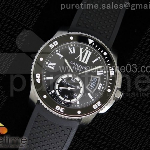 TF공장 까르띠에 칼리브 드 까르띠에 스틸 블랙다이얼 블랙 러버 Cartier Calibre de Cartier SS/Black Dial