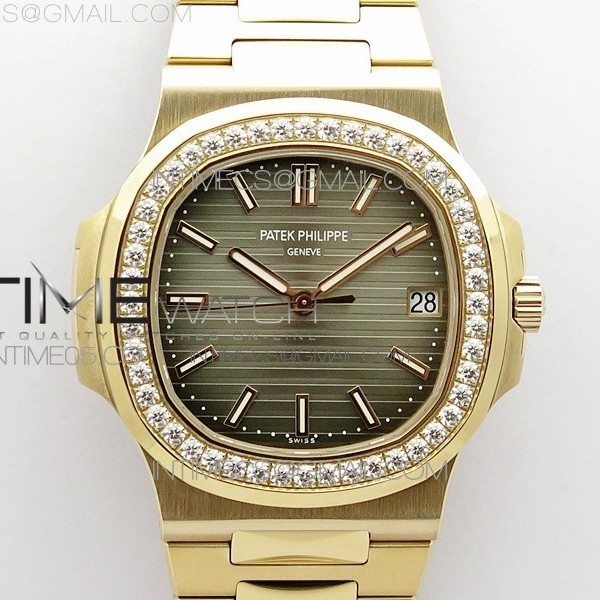 PP공장 V4 노틸러스 로골 그레이다이얼 Nautilus 5711/1R Crystal Bezel PPF V4 1:1 Best Edition Brown Textured Dial on RG Bracelet 324CS