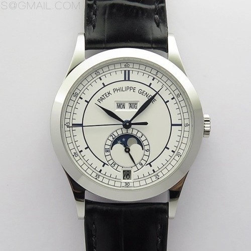 GR공장 애뉴얼 캘린더 화이트다이얼 가죽스트랩 Annual Calendar Complications 5396 SS GRF Best Edition White Dial Blue Markers on Black leather strap A324