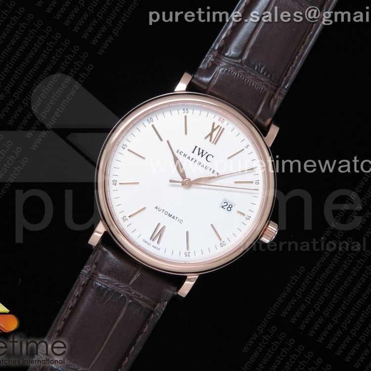 V7공장 IWC 포르토피노 로즈골드 금통 화이트다이얼 악어스트랩 Portofino Automatic RG IW356504 White Dial on Brown Croco Strap ETA2892