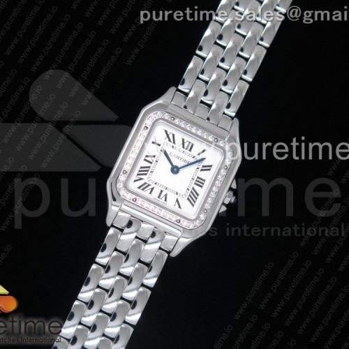 K11공장 27mm까르띠에 팬더 시크릿 레이디즈 스틸앤다이아케이스 브레이슬릿Panthère Secrete Ladies 27mm SS Diamonds Bezel White Dial on SS Bracelet Ronda Quartz