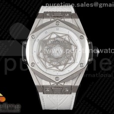 HB공장 유니코 상블루 티타늄 스켈레톤다이얼 거미스트랩 Big Bang Unico Sang Bleu Titanium HBF Skeleton Dial on White Gummy Strap HUB1213