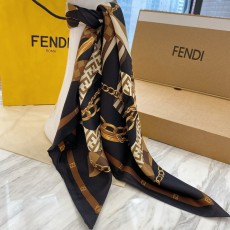 펜디 FENDI 로고 체인 블랙 실크 스카프