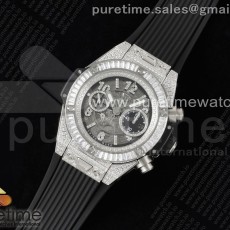 ZF공장 위블로 빅뱅 유니코 스틸 풀다이아몬드파베 바게트다이아몬드베젤 러버스트랩 Hublot Big Bang Unico Titanium Full Diamonds ZF 1:1 Best Edition Skeleton Dial T Diamonds Bezel on Black Rubber Strap A1280