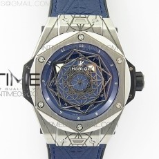 WW공장 위블로 빅뱅 상블루 티타늄 블루다이얼 거미스트랩 Big Bang Sang Bleu Ti Blue Skeletonal Dial On Blue Gummy Strap Asian HB1213