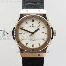 JJ공장 위블로 클래식퓨전 로즈골드금통 화이트다이얼 블랙가죽스트랩 CLASSIC FUSION 42MM RG WHITE DIAL ON GUMMY STRAP A2892