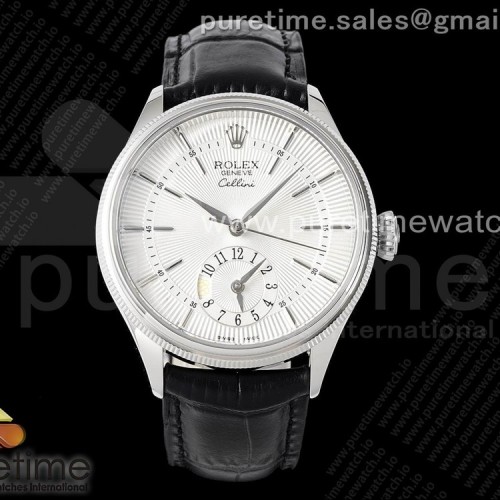 KZ공장 롤렉스 셀리니 듀얼타임 스틸 화이트다이얼 가죽스트랩 Cellini Dual Time 50529 SS KZF Best Edition White Dial on Black Leather Strap A23J