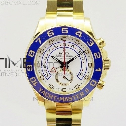 JF공장 롤렉스 요트마스터2 옐로우골드 금장 데코레가타 버젼 YACHTMASTER II 116688 YG WHITE DIAL BLUE CERAMIC BEZEL ON BRACELET A7750