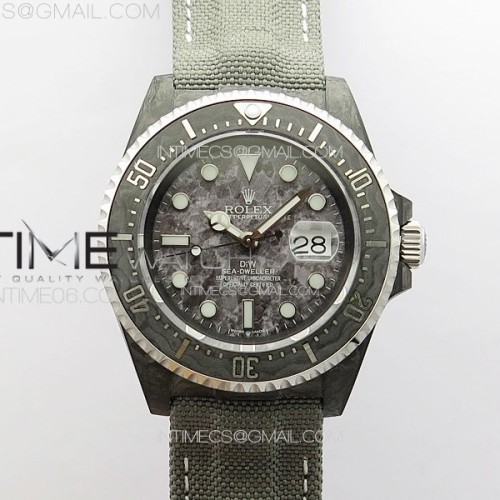 DIW공장 롤렉스 씨드웰러 카본다이얼 그레이나일론스트랩 Sea Dweller 43mm Carbon 'IRBIS' DIWF Best Edition Carbon Dial on Gray Nylon Strap A2824