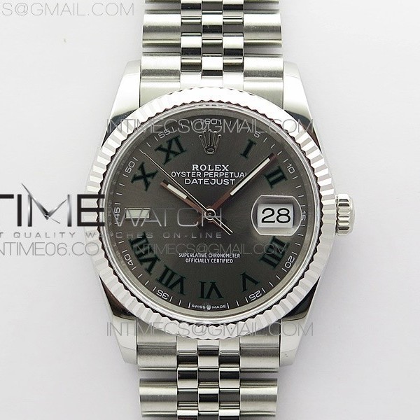 BP공장 롤렉스 데이저스트 36 스틸 슬레이트로만다이얼 플루티드베젤 쥬빌레브레이슬릿 DateJust 36 SS 126234 BP 1:1 Best Edition Gray Dial on Jubilee Bracelet