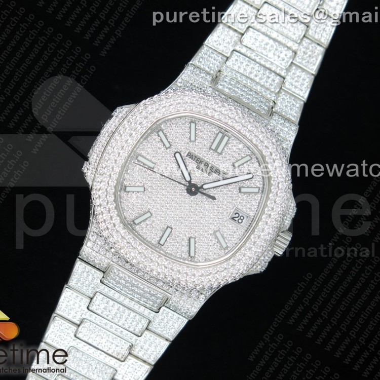 TW공장 노틸러스 올다이어모델 Nautilus Jumbo 5711 SS TWF Full Paved Diamonds Dial Case and Bracelet A324