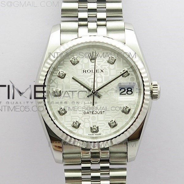 DJ공장 롤렉스 데이저스트 36 실버컴퓨터다이얼 2824 Datejust 36mm 116234 904L SS DJF 1:1 Best Edition Diamond Silver Jubilee Dial On SS Jubilee Bracelet A2824