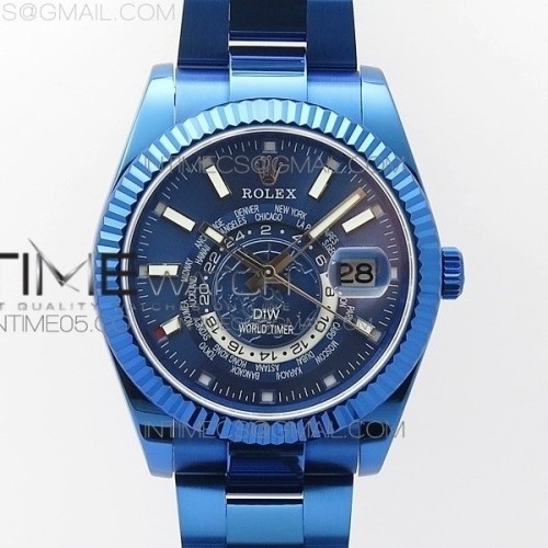 WW공장 스카이듀엘러 DLC 블루다이얼 브레이슬릿 Sky-Dweller Blue DLC WWF Black Dial on Blue DLC Bracelet A2813 to 9001