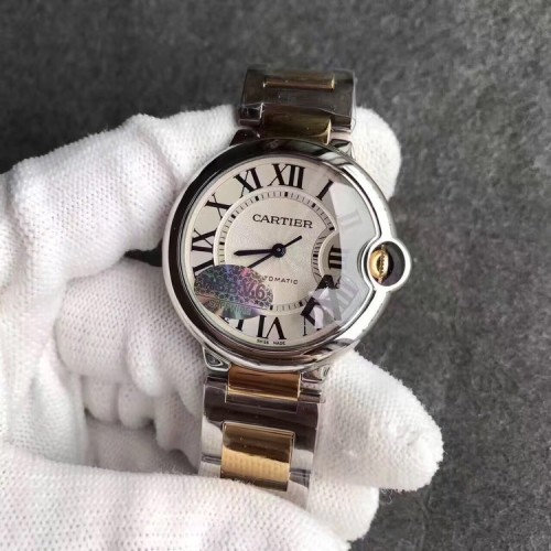 V6공장 까르띠에 발롱블루 36mm Cartier Ballon Bleu de Cartier 36mm 스틸 화이트다이얼 옐로우/로즈골드 콤비브레이슬릿 도금