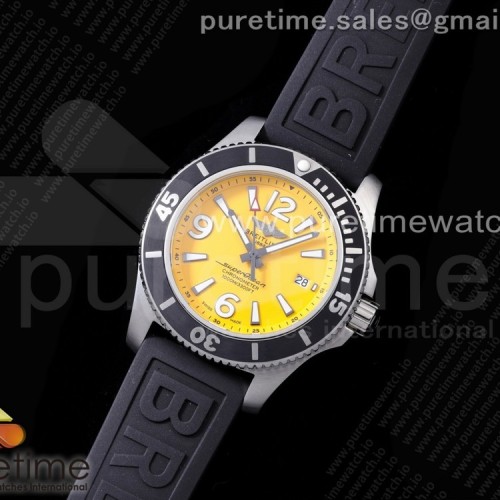 TF공장 브라이틀링 슈퍼오션 옐로우다이얼 러버스트랩 Superocean Automatic 44 Yellow Dial Black Bezel on Black Rubber Strap A2824