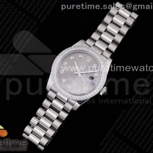 GM공장 롤렉스 데이저스트 31 그레이다이얼 브레이슬릿 DateJust 31 Ladies 278289 GMF 316L Steel Gray Dial Diamonds Bezel and Markers on President Syle Bracelet