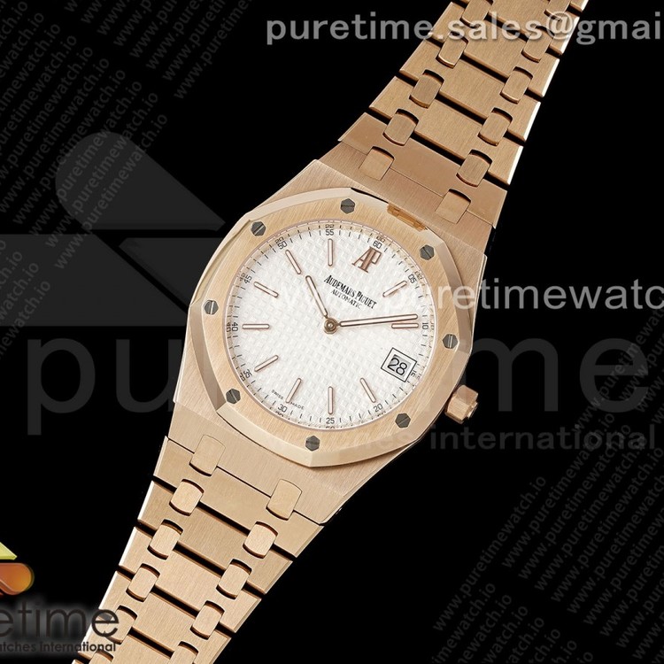 BF공장 오데마피게 로얄오크 15202 로즈골드금통 화이트다이얼 브레이슬릿 Royal Oak 39mm 15202 RG BF 1:1 Best Edition White Textured Dial on RG Bracelet A2121