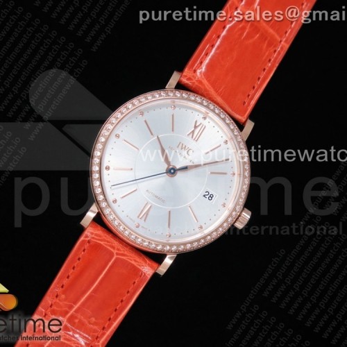 MF공장 IWC 포르토피노 로즈골드 금통 37 실버다이얼 악어스트랩 Portofino Automatic 37 RG Silver Dial on Orange Crocodile Strap A35111