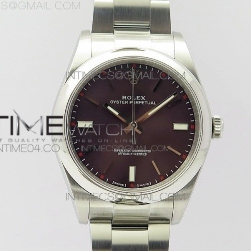 UB공장 롤렉스 오이스터퍼페츄얼 39MM 스틸 레드그레이프다이얼 브레이슬릿 OYSTER PERPETUAL 39MM 114300 RED GRAPE DIAL ON A2836 SS BRACELET