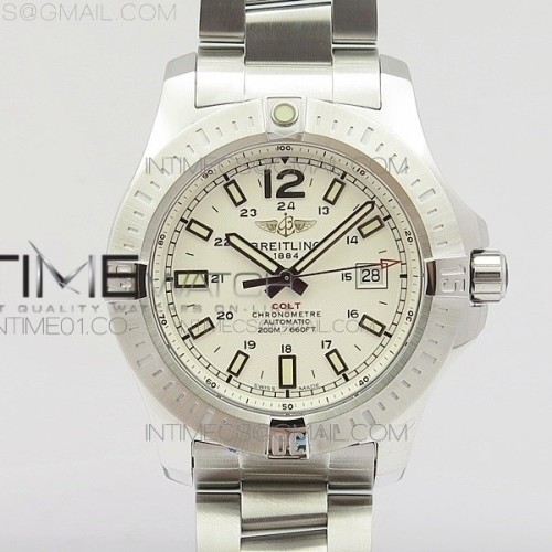 GF 브라이틀링 콜트 스틸 화이트다이얼 브레이슬릿 CLOT CHRONOMETER SS WHITE STICKS MARKER DIAL ON SS BRACELET A2824