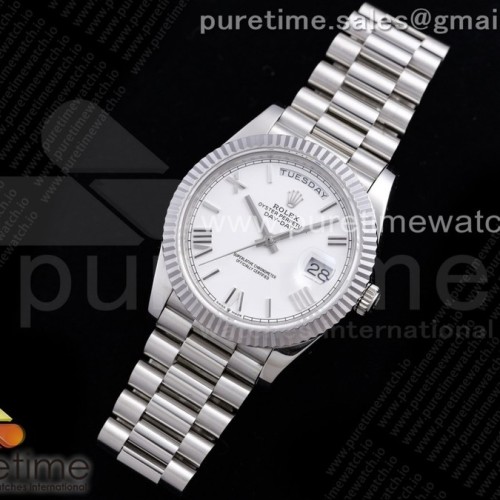 GM공장 롤렉스 데이데이트 40 화이트다이얼 2836 Day Date 40 SS 904L Steel GMF 1:1 Best Edition White Roman Dial on SS Bracelet A2836