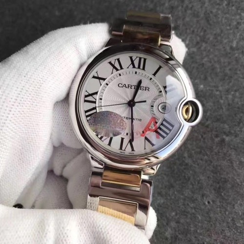 V6공장 까르띠에 발롱블루 42mm Cartier Ballon Bleu de Cartier 42mm 스틸 화이트다이얼 옐로우골드 콤비브레이슬릿 도금